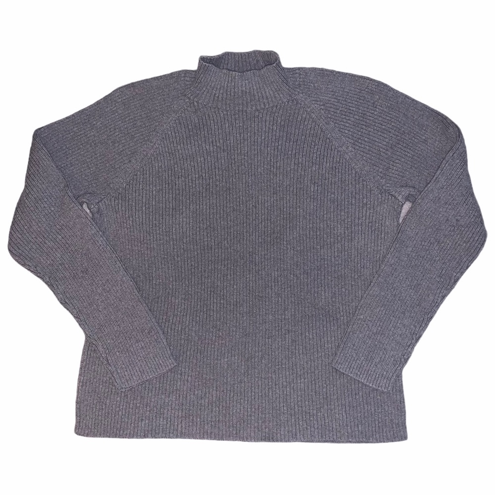 Studio Works Basic Grey Ribbed Mock Neck Sweater